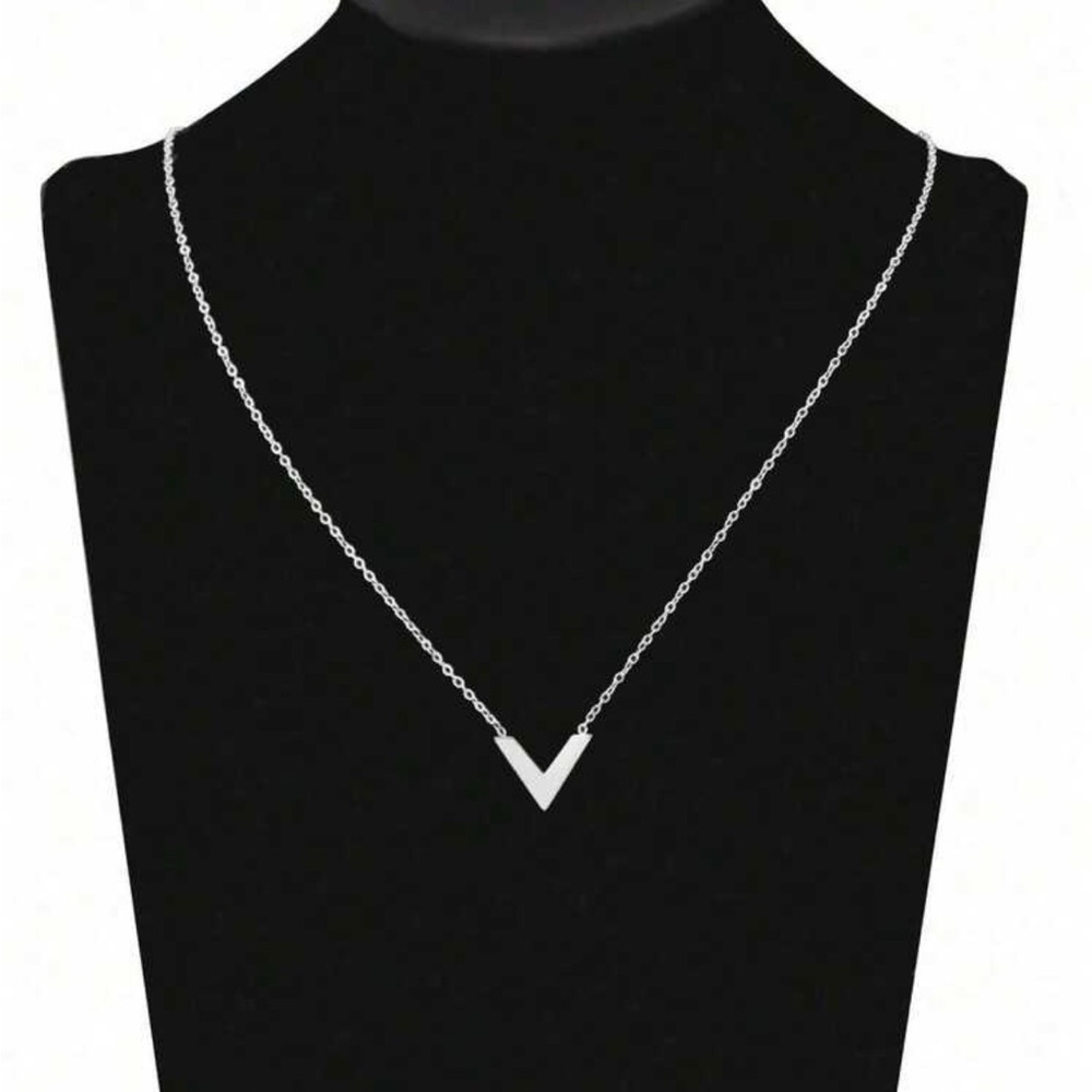 Rachel Zoe Silver V Pendant Necklace